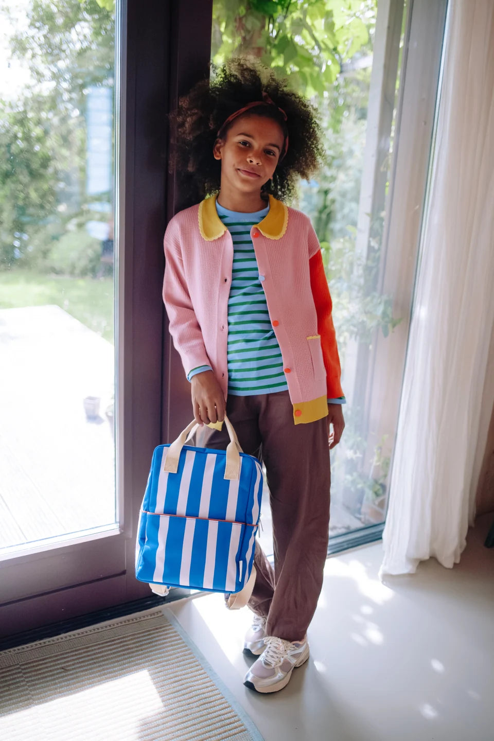 backpack medium | stripes | ink blue + gustav lilac