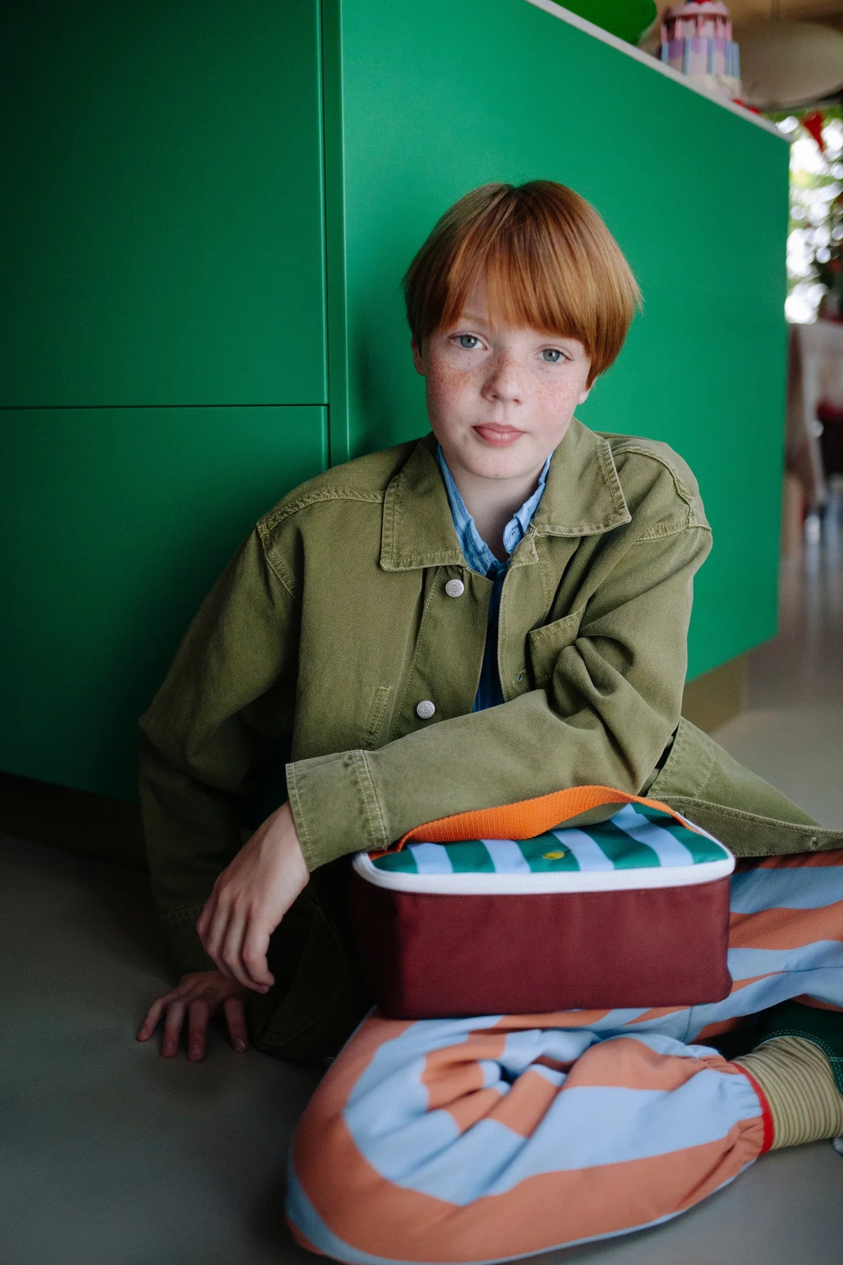 sticky lemon cooler bag - sticky memories | stripes + grass green