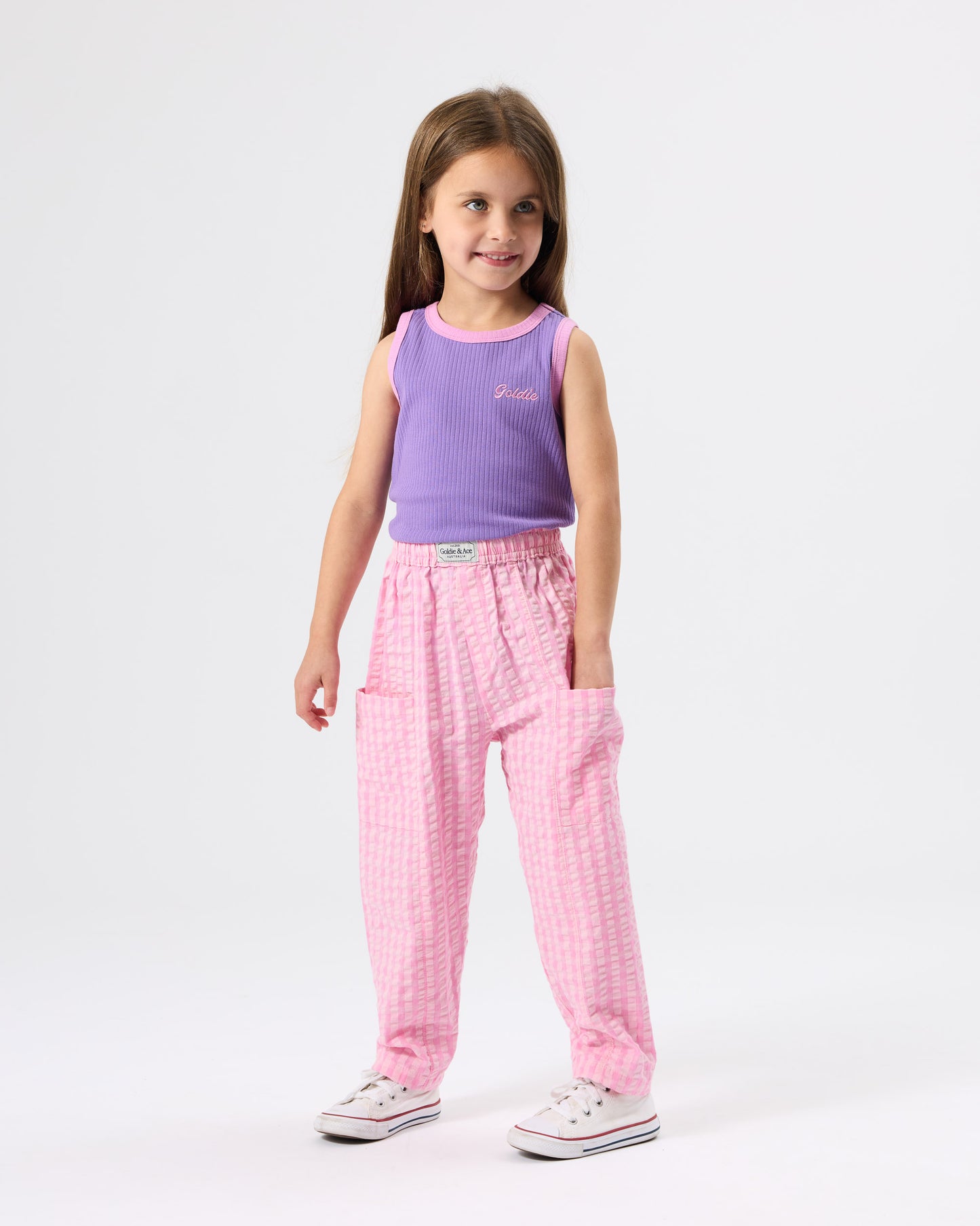 Lightweight Gingham Kit Pocket Pant | Pink