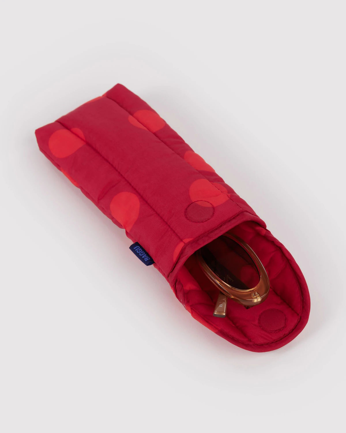 Puffy glasses sleeve | red polka dot