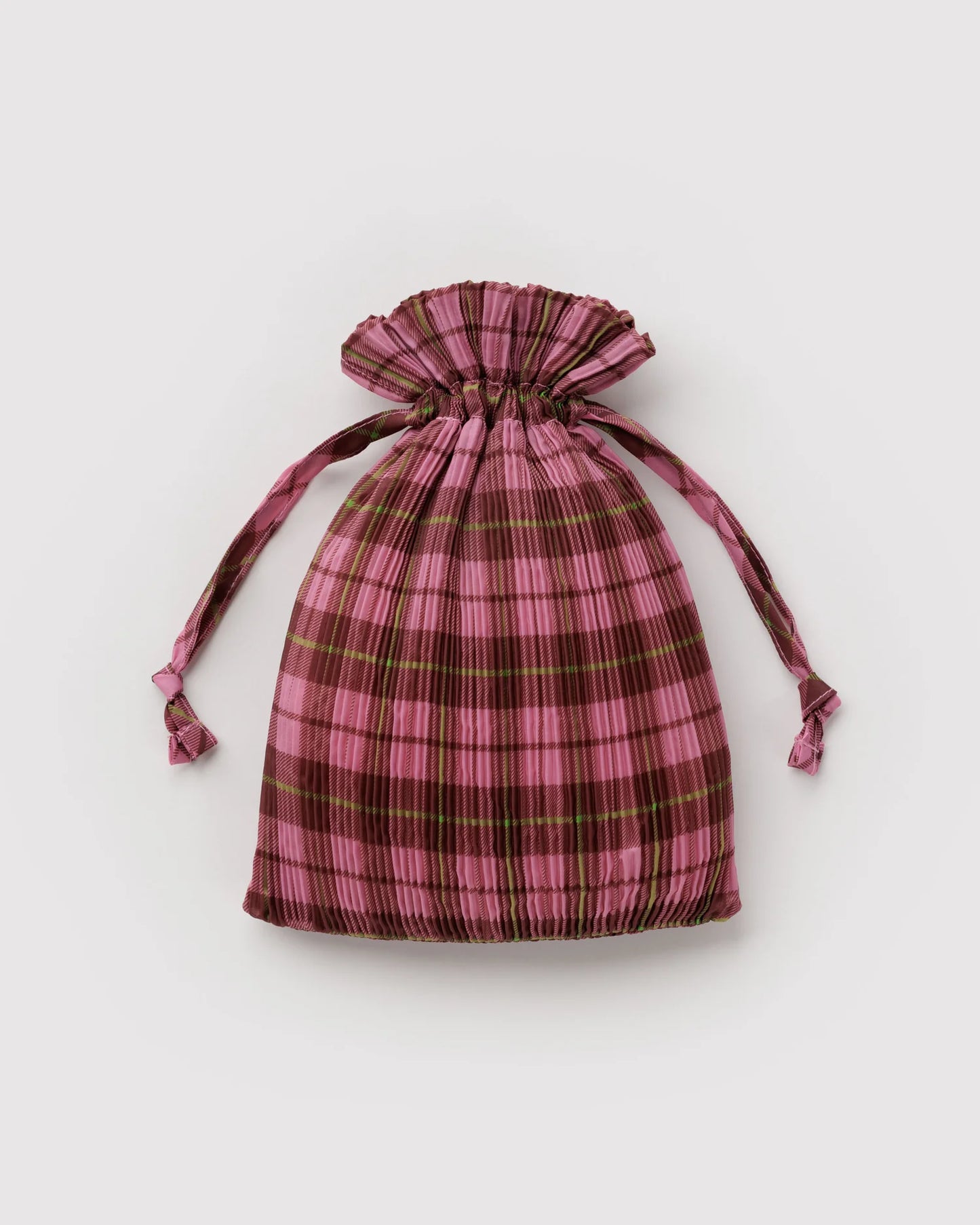 Pleated Baggu | azalea pink tartan