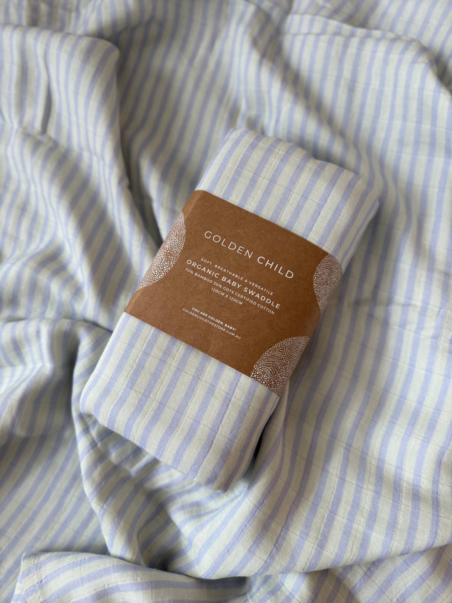 Baby Mini Stripe Organic Bamboo Cotton Baby Swaddle - Lilac