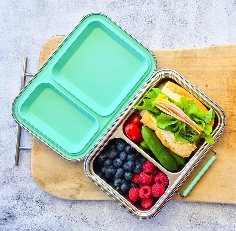 Stainless steel bento lunchbox | 2 compartments | mint