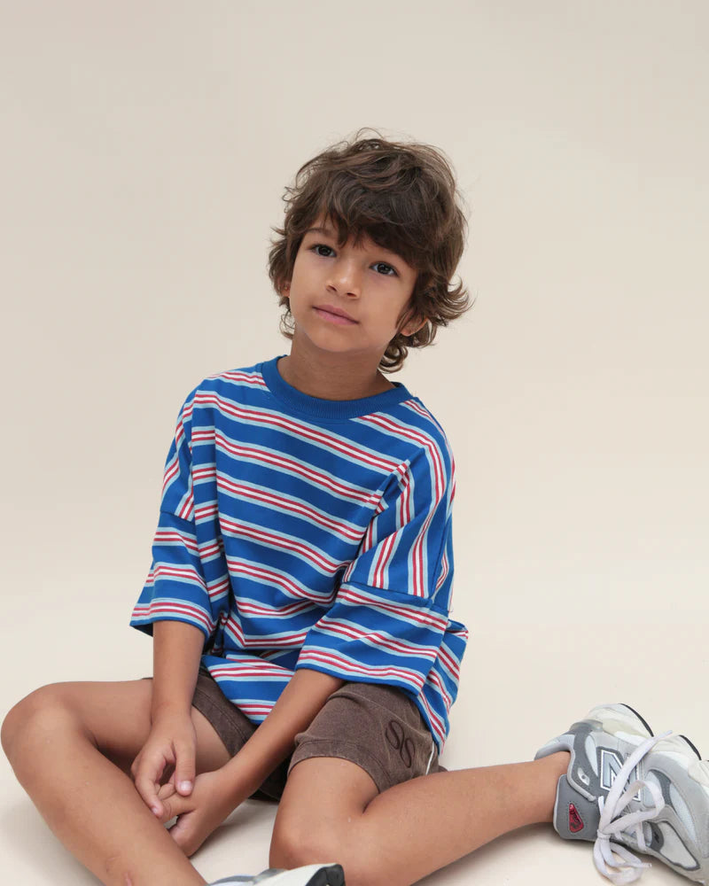 Oversized tee | blue red stripe *PRE ORDER*