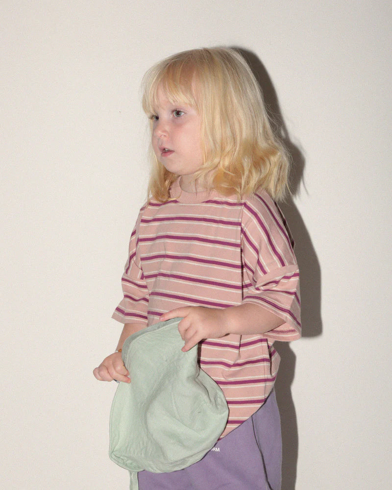 Oversized striped tee | Rose