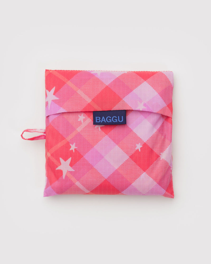 Big Baggu | pink star plaid