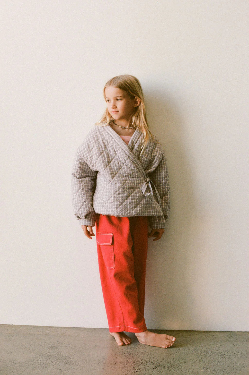Quilted Jacket | Mauve Plaid