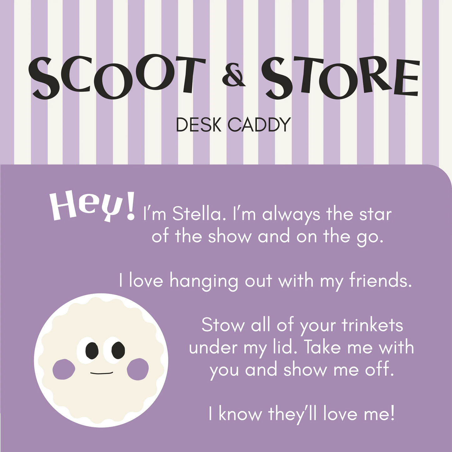 scoot and store caddy - Stella (purple and cream)