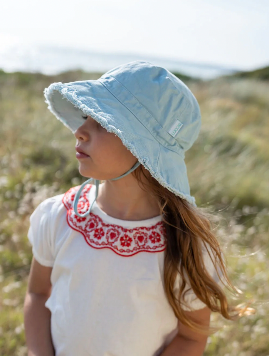 Frayed bucket hat - seafoam light blue