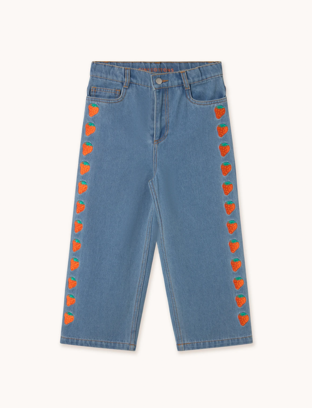 Strawberries embroidered jeans