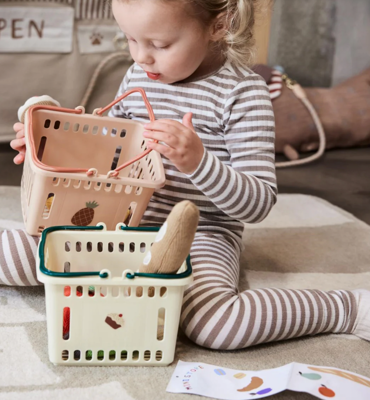 Yummy shopping basket | mellow (green handle)