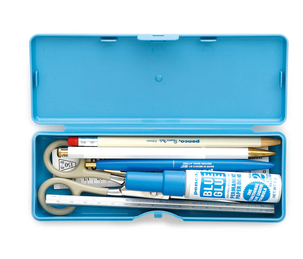 Storage container pen case light blue