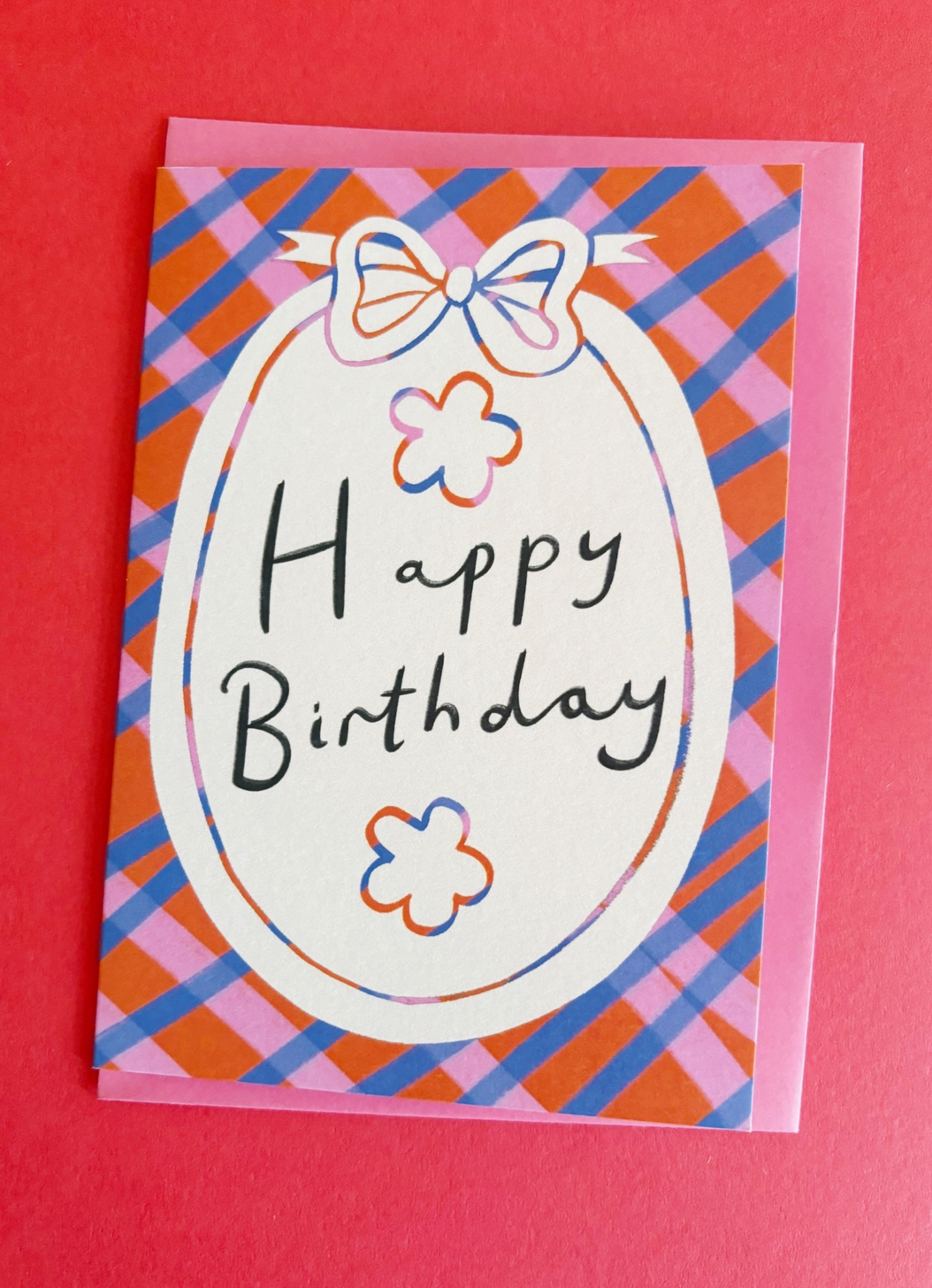 Gingham bow border HBD