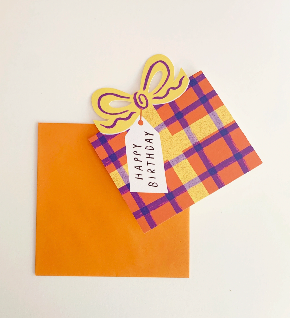 Birthday bow shaped greeting card