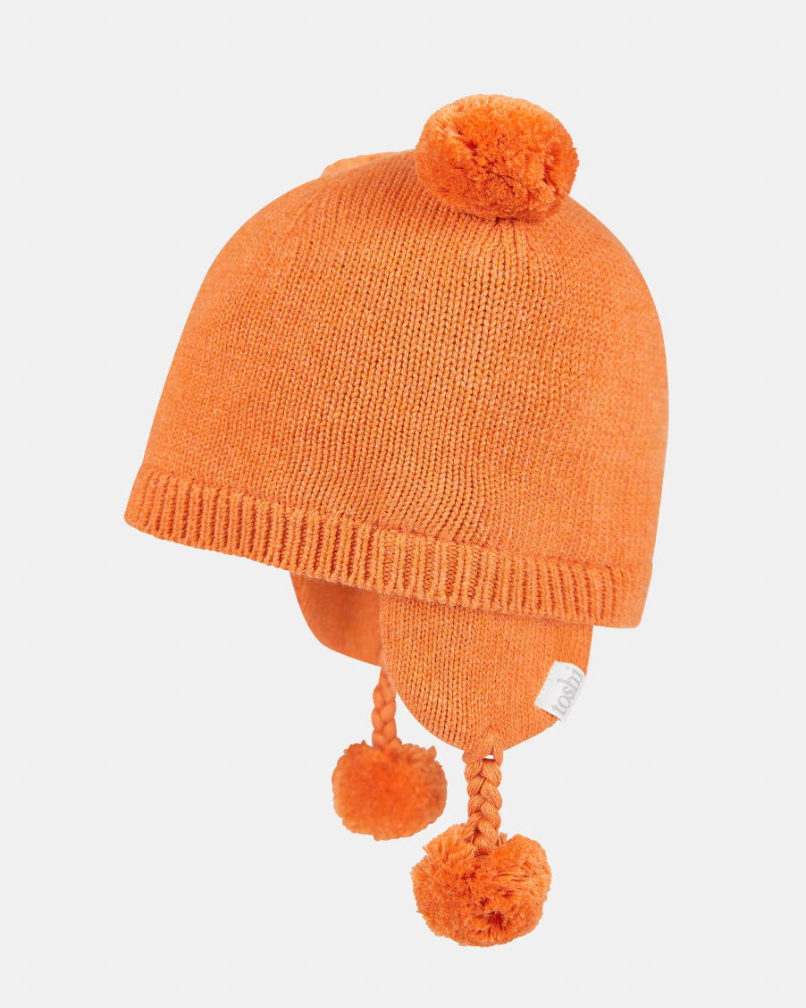 Organic earmuff beanie snowy | tangerine