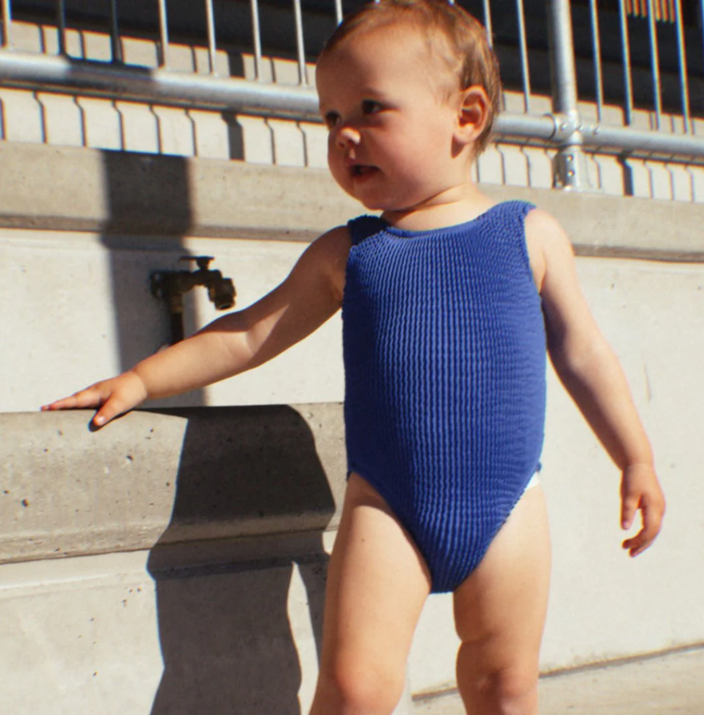 One Piece Crinkle Swimsuit - Electric Blue