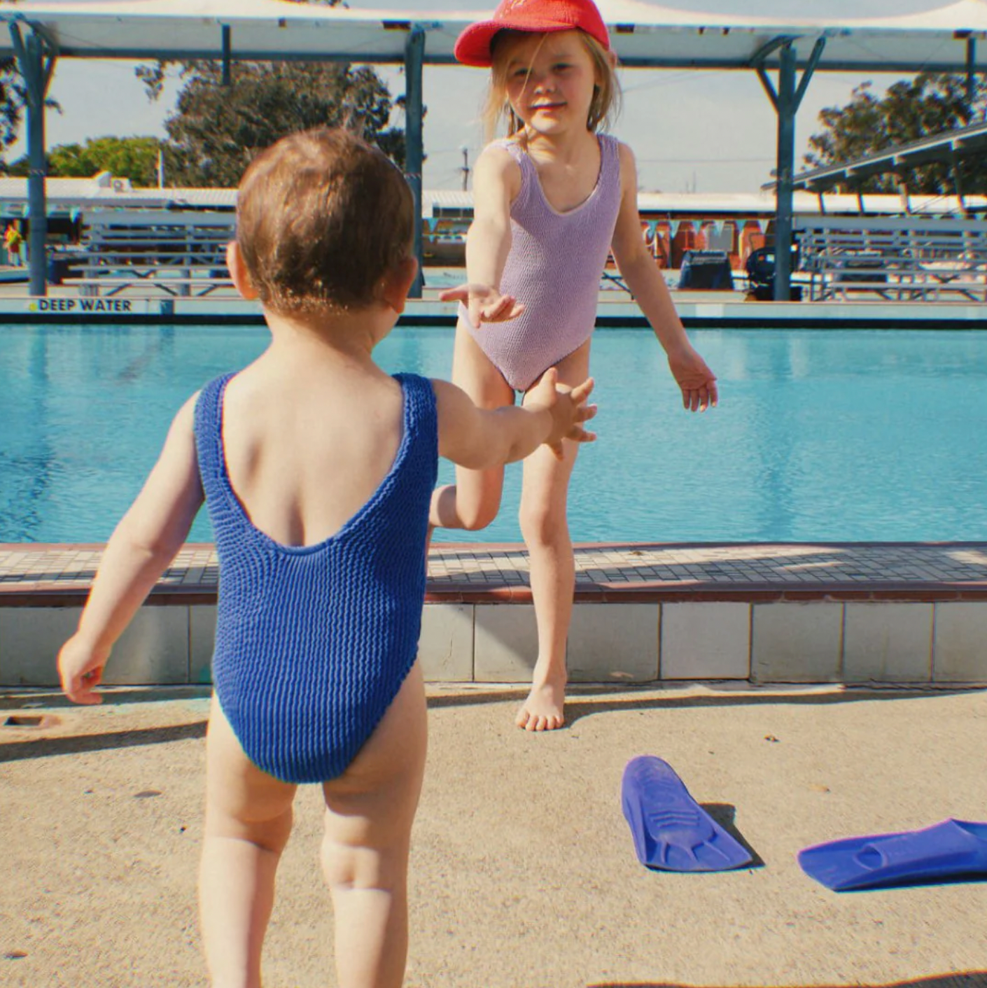 One Piece Crinkle Swimsuit - Electric Blue