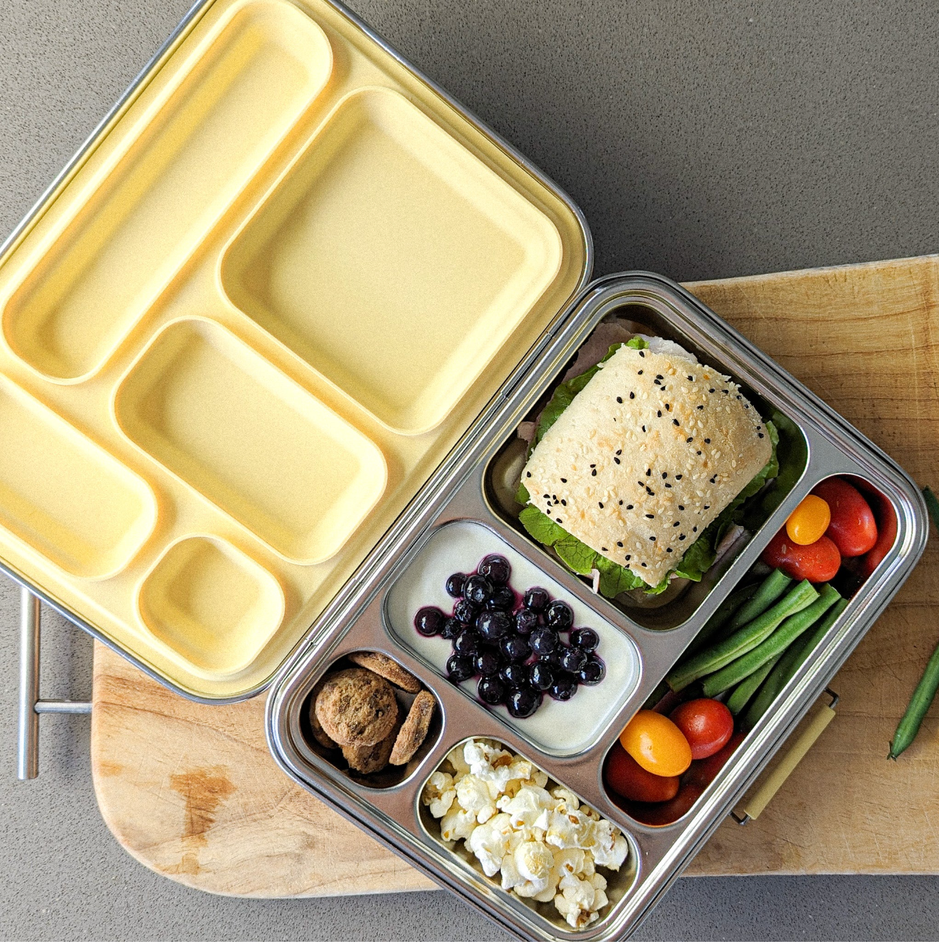 Stainless steel bento lunchbox | 5 compartments | limoncello