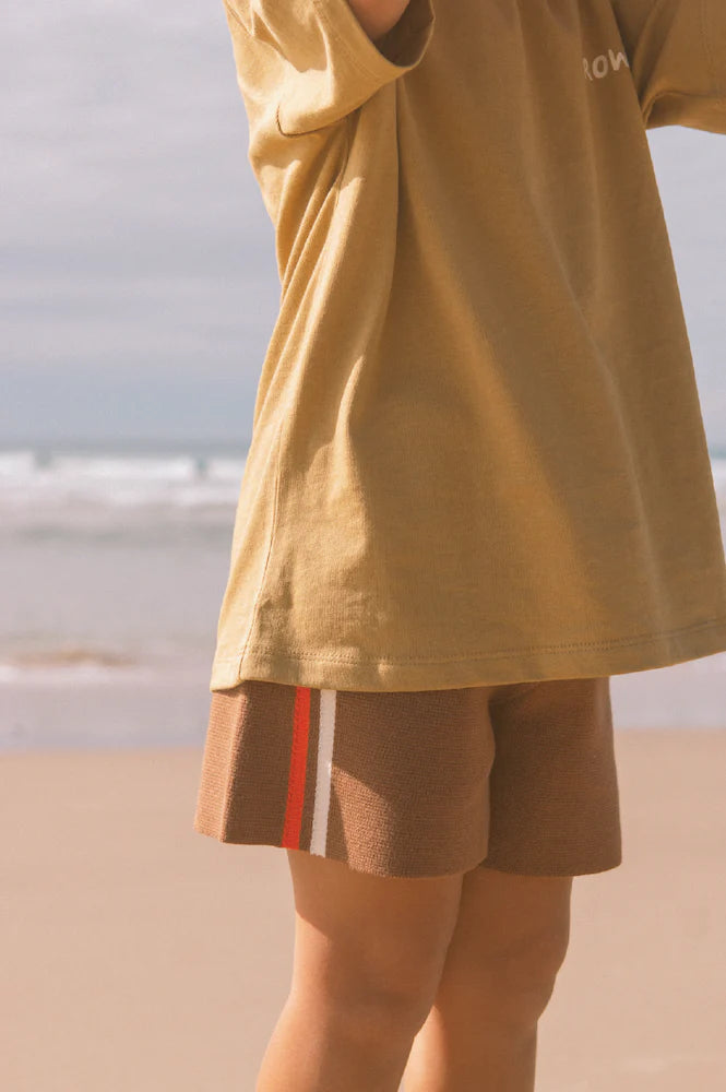 Organic milano knit shorts | brownie