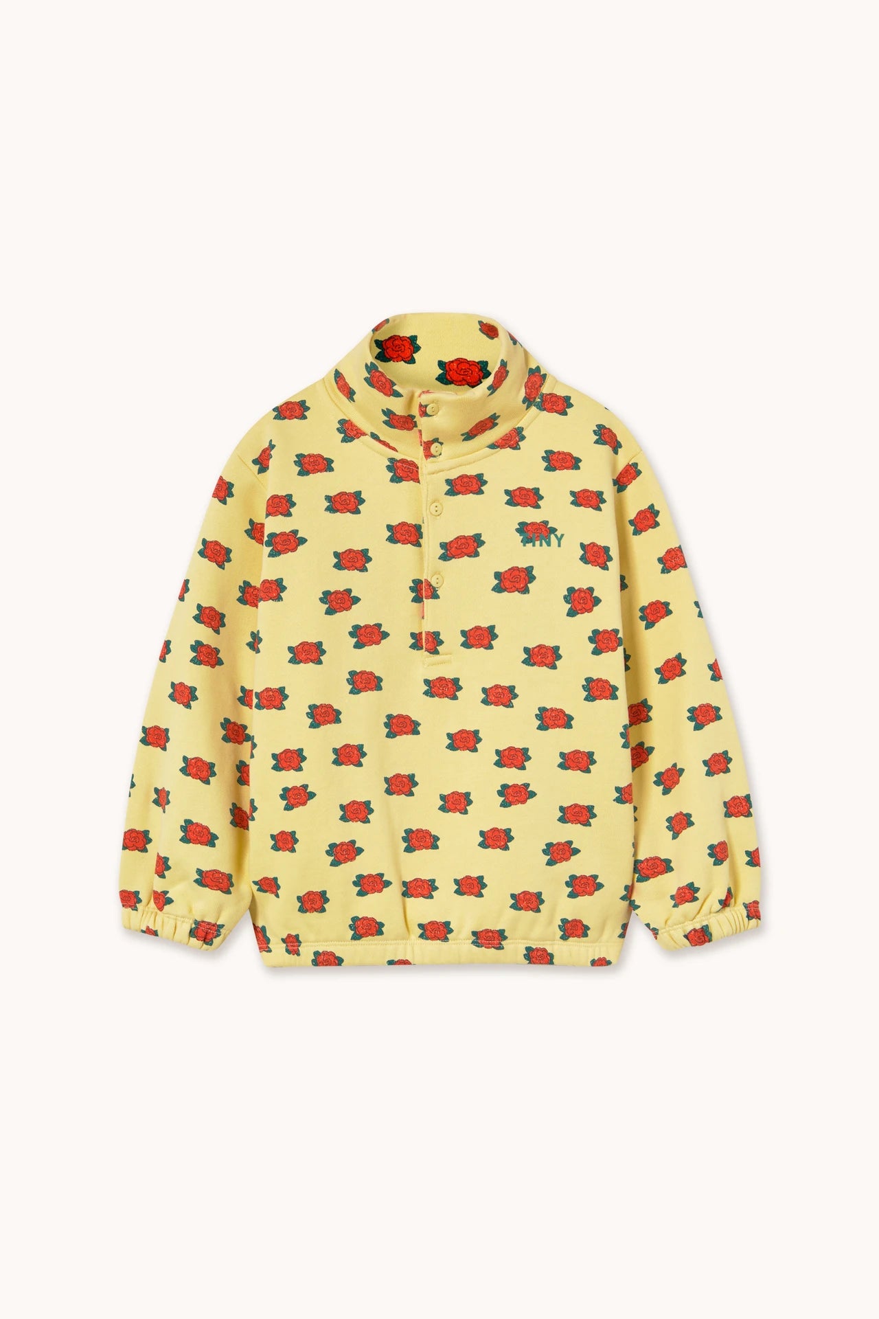 Camelias pattern mockneck sweatshirt