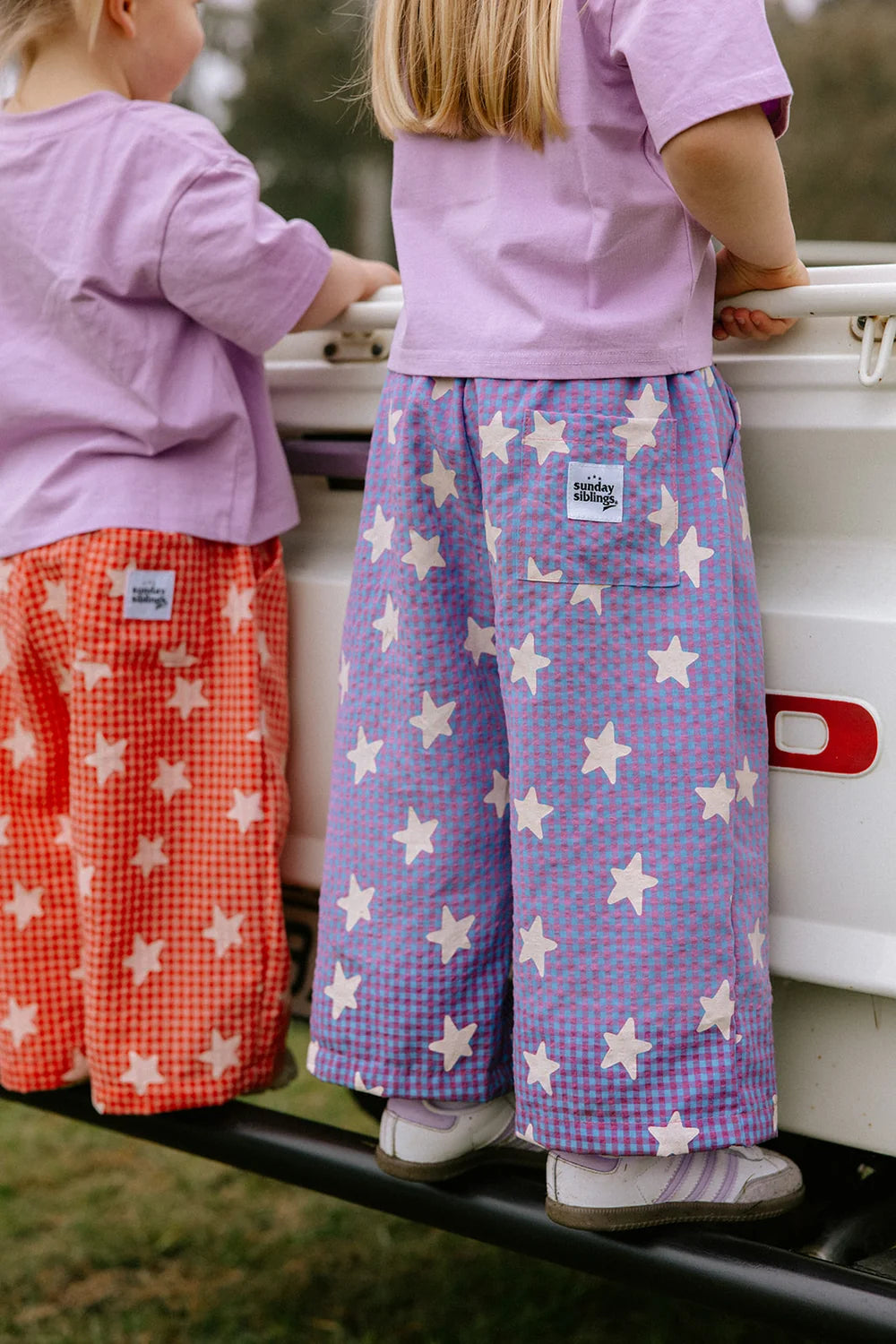 Dusty Star Pants - Purple Gingham *PRE ORDER*