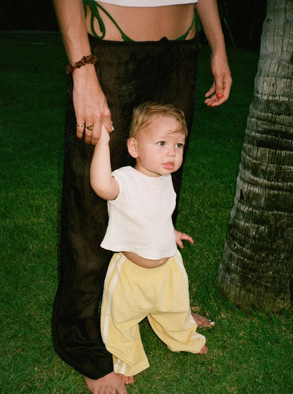 Twin stripe terry pant | limoncello