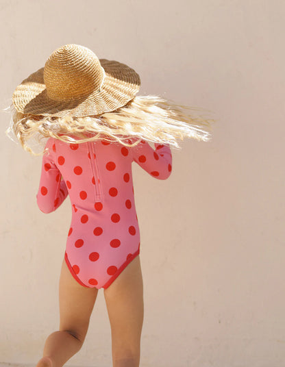 Long sleeve polka one piece