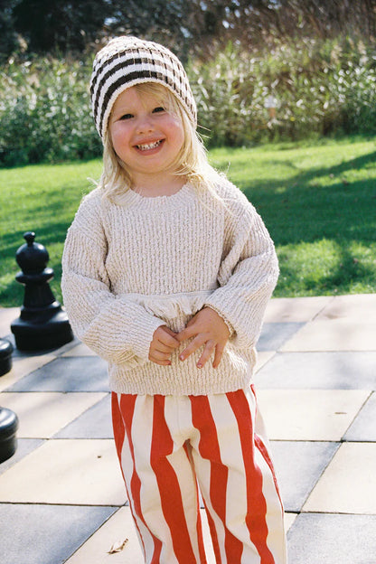 Organic Striped Pixie Knit Beanie | Espresso