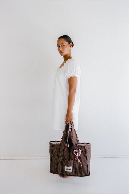 The Everything Bag | Cocoa Pinstripe