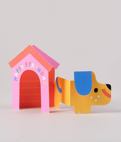 'Dog In House' Fold Out Kid's Birthday Card
