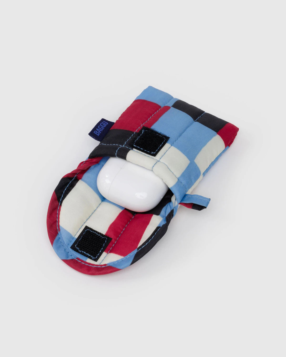 Puffy earbuds case | painted check