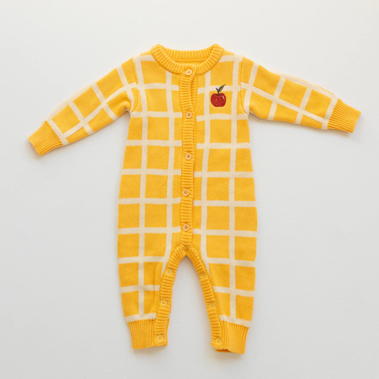 Organic Check Knit Romper | Honey