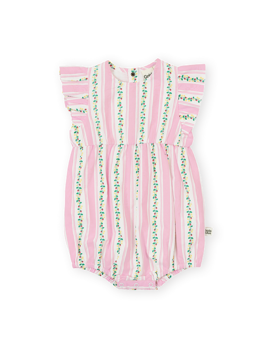 Antique Stripe Strawberry Lani Romper | Pink/Antique White