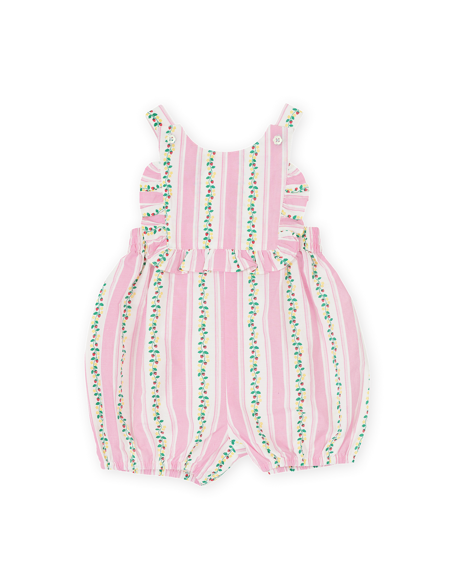 Antique Stripe Strawberry Bubble Romper | Pink/Antique White