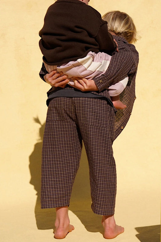The Dusty Drop Crotch Pant - Choc Gingham