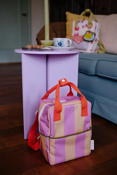 backpack small | stripes | red rosebay + apple juice
