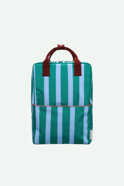 backpack large | stripes | grass green + sunny blue