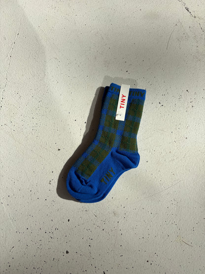 Blue Check Medium Socks | blue