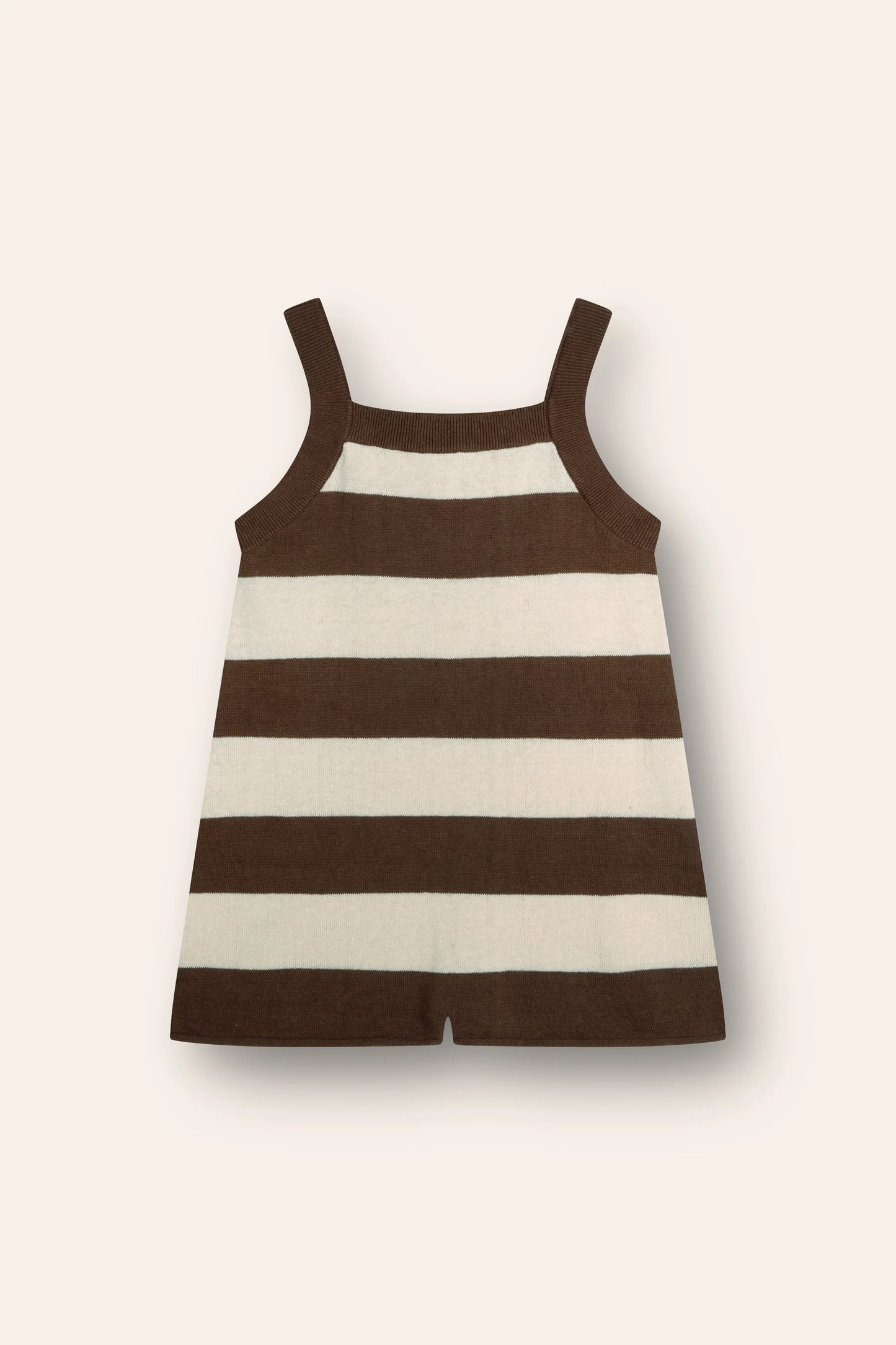 Lightweight knit romper | choc stripe