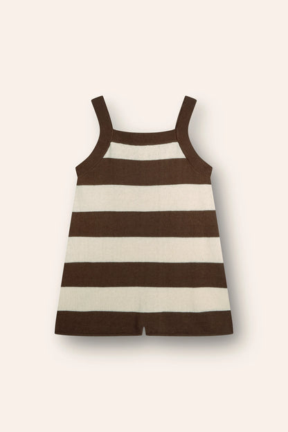 Lightweight knit romper | choc stripe