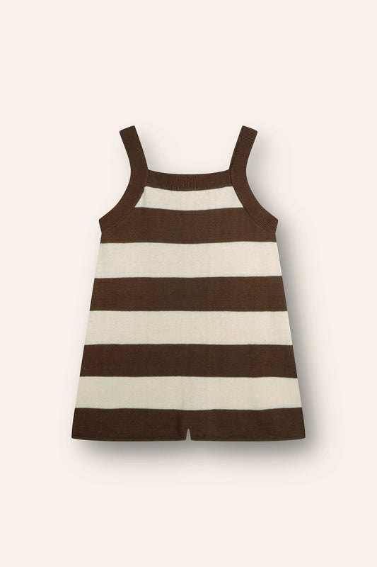 Lightweight knit romper | choc stripe