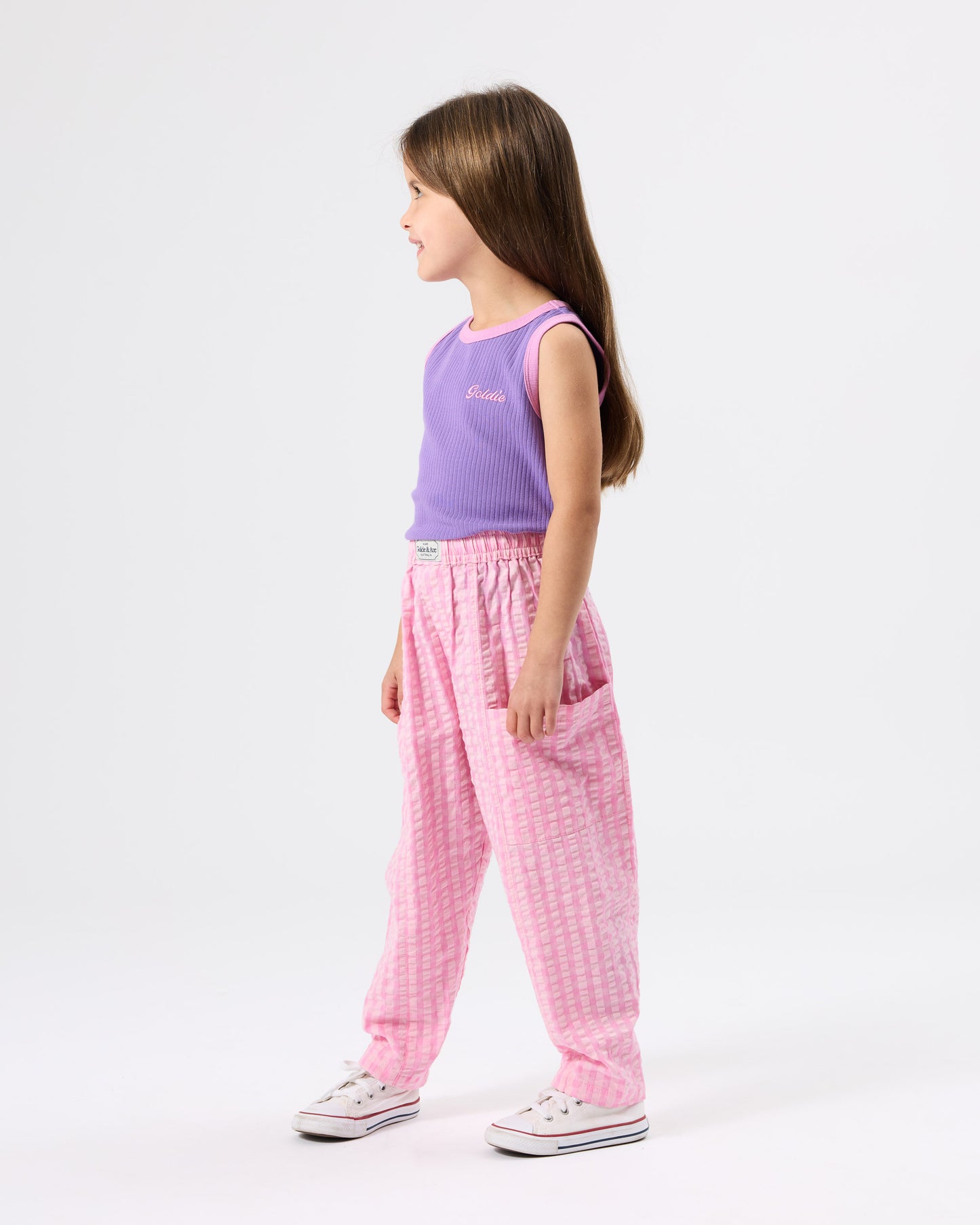 Lightweight Gingham Kit Pocket Pant | Pink
