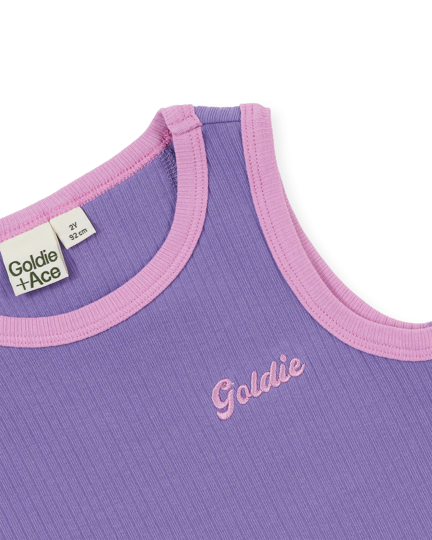 Embroidered Colour Pop Rib Singlet | Purple/Pink