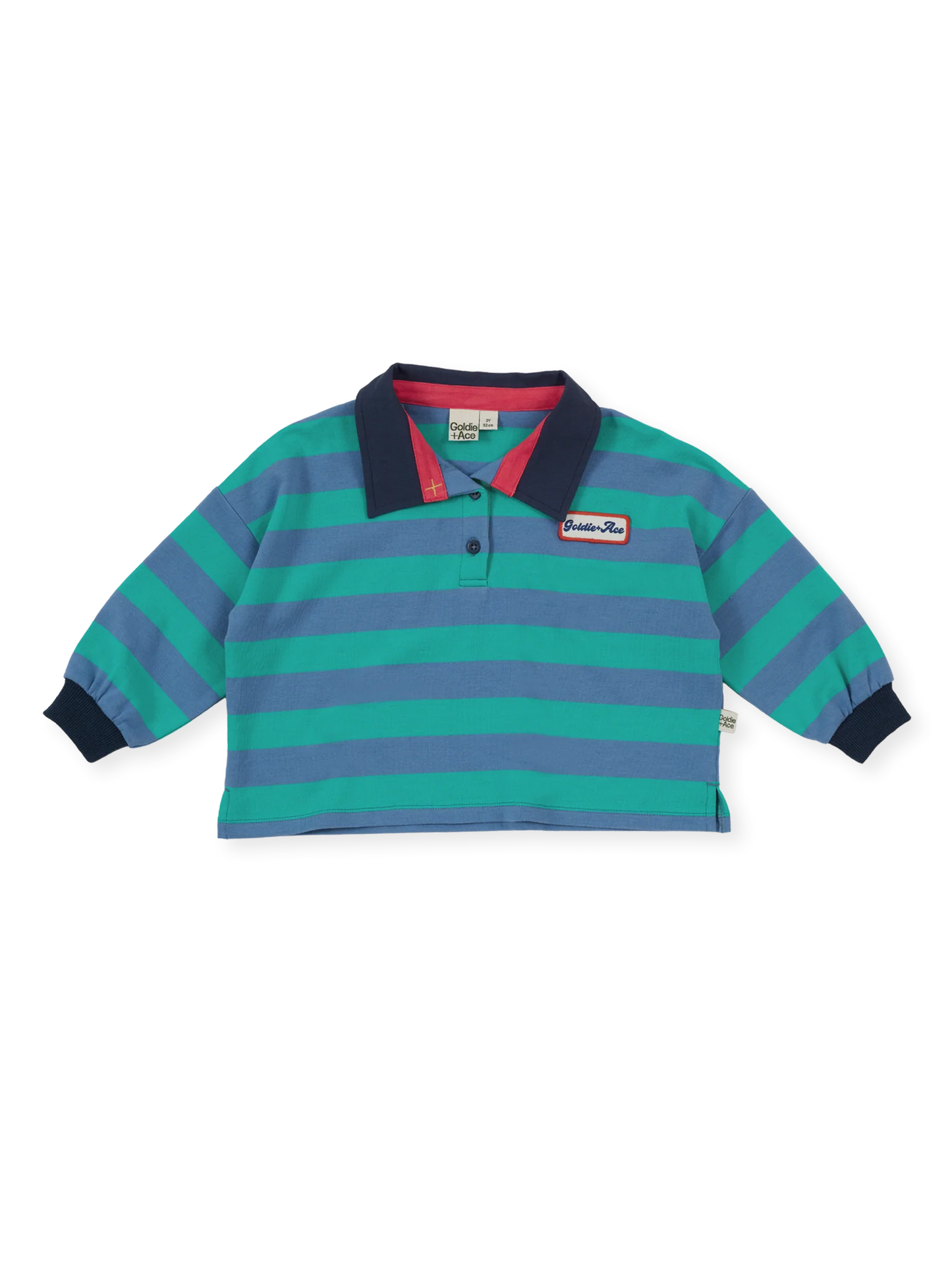 Rugby Stripe Terry Sweat Top | Blue