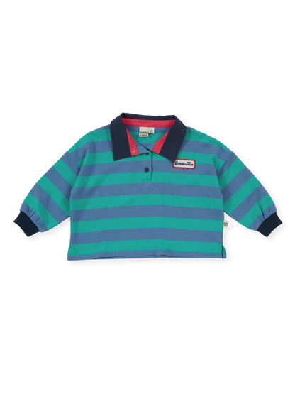 Rugby Stripe Terry Sweat Top | Blue