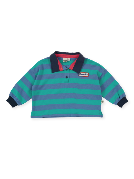 Rugby Stripe Terry Sweat Top | Blue