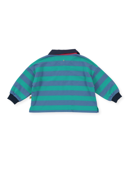 Rugby Stripe Terry Sweat Top | Blue