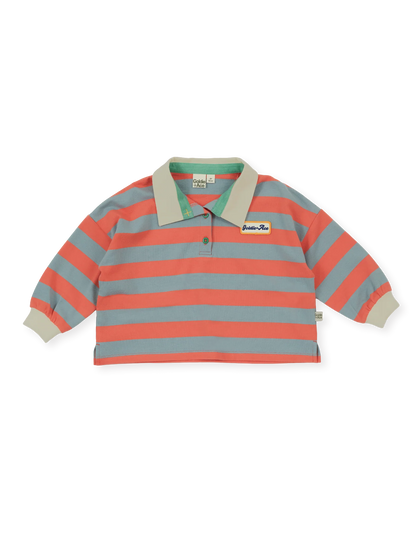 Rugby Stripe Terry Sweat Top | Orange