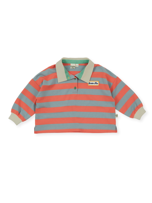 Rugby Stripe Terry Sweat Top | Orange