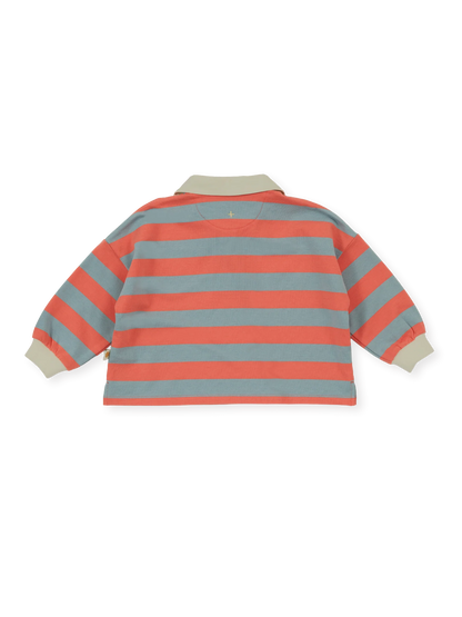 Rugby Stripe Terry Sweat Top | Orange